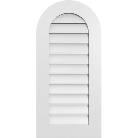 Ekena Millwork Round Top Surface Mount PVC Gable Vent: Non-Functional, w/ 3-1/2"W x 1"P Standard Frame, 18"W x 38"H GVPRT18X3801SN